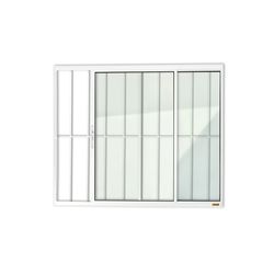 Janela de Correr Alumínio Branco 2 Folhas Com Grade Esquerda 100x150x8cm Confort