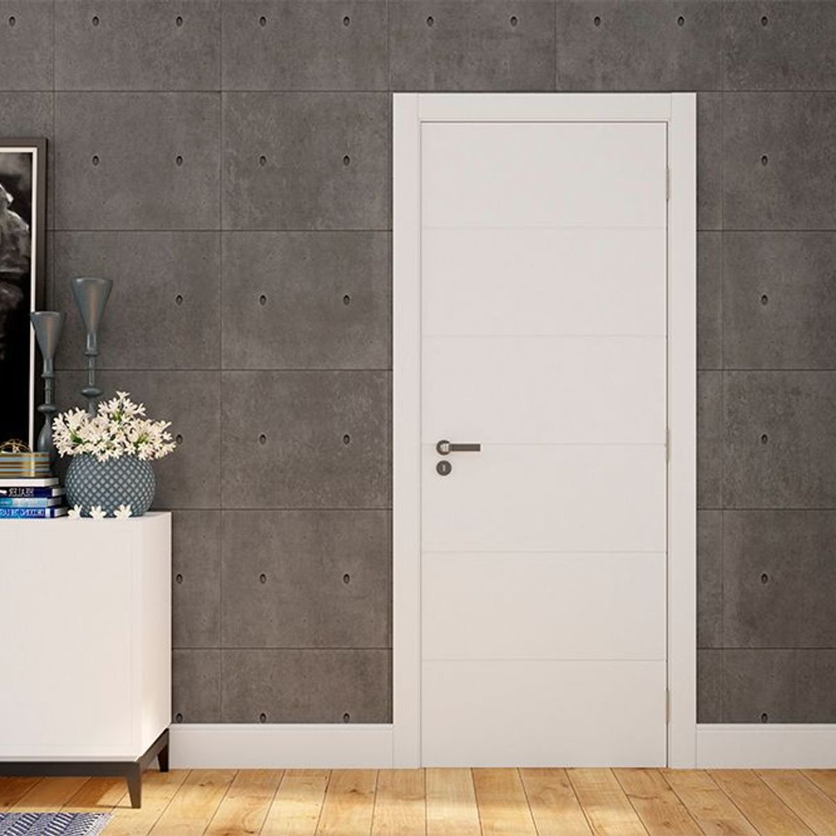 Folha de Porta Frisada Madeira Solida MDP Branco UV Acabado 210x70x3,5cm Bella, marca Vert - Foto 2