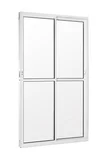 Porta Balcão de Alumínio 2 Folhas Móveis Vidro Liso 210x150cm Branco Elegance