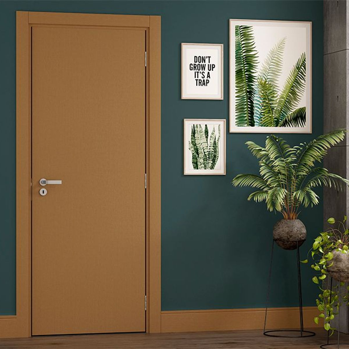 Porta Montada de Giro Lisa Madeira Colmeia Freijó Verniz Esquerda 215x88x14cm Starndard, marca Vert - Foto 2