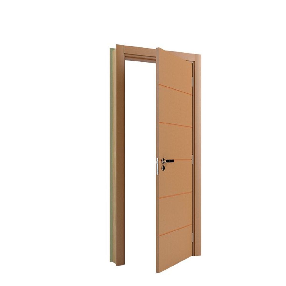 Porta Montada de Giro Frisada Madeira Solida MDP Freijó Verniz Direita 215x88x14cm Bella, marca Vert - Foto Principal