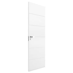 Folha de Porta Frisada Madeira Solida MDP Branco UV Acabado 210x90x3,5cm Bella