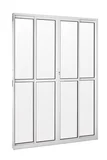 Porta Balcão de Alumínio 4 Folhas Móveis Vidro Liso 210x250cm Branco Elegance