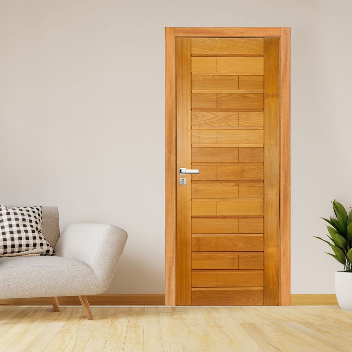 Folha de Porta Madeira Macica Tauari Natural 210x110x3,5cm Roma, marca Mapaf - Foto 2