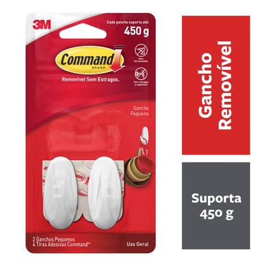 Gancho Adesivo Design 3M Command Branco Pequeno - 2 unidades