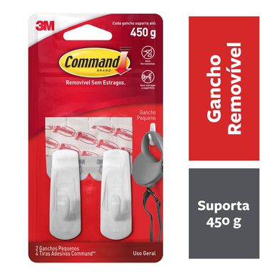 Gancho Adesivo 3M Command Branco Pequeno - 2 unidades