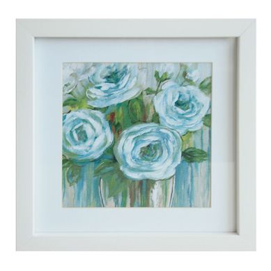 Quadro Floral 22x22cm Marrom e Branco