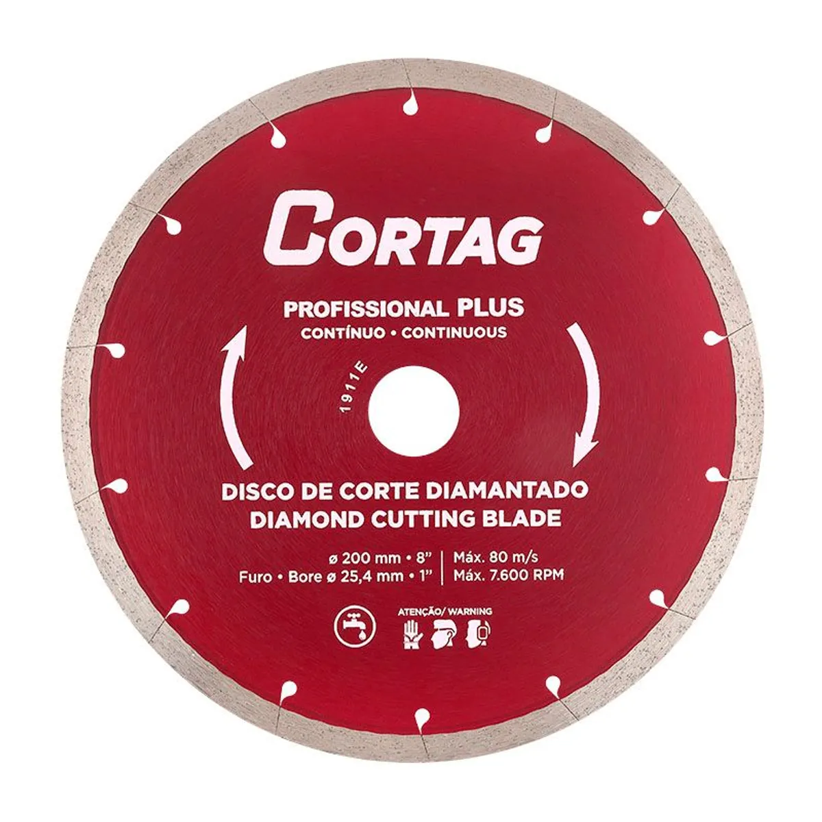 Disco de Corte Contínuo Diamantado 200mm 1809C Vermelho Cortag, marca Cortag - Foto Principal