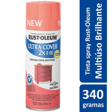 Tinta Spray Ultra Cover 2X 340G Multiuso Com Grande Poder De Cobertura Brilhante Coral Rust-Oleum