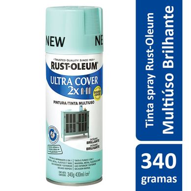 Tinta Spray Ultra Cover 2X 340G Multiuso Com Grande Poder De Cobertura Brilhante Oceano Rust-Oleum