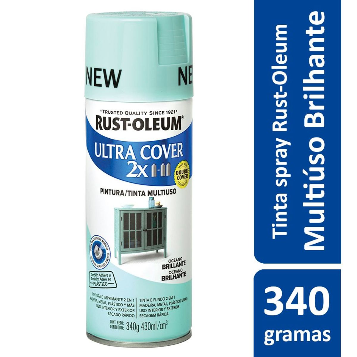 Tinta Spray Ultra Cover 2X 340G Multiuso Com Grande Poder De Cobertura Brilhante Oceano Rust-Oleum, marca Rust-Oleum - Foto Principal