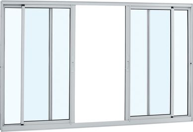 Janela de Correr Alumnio Branco 4 Folhas Central 100x200x6,4cm Alumifort