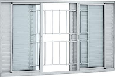 Janela Veneziana Alumnio 6 Folhas Com Grade Central 120x150x8,7cm Alumifort
