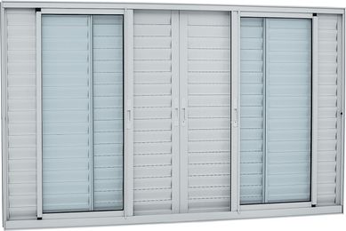 Janela Veneziana Alumnio 6 Folhas Central 100x200x8,7cm Alumifort