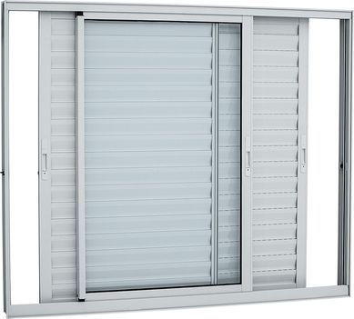 Janela Veneziana Alum�nio Branco 3 Folhas 100x120x8,7cm Alumifort
