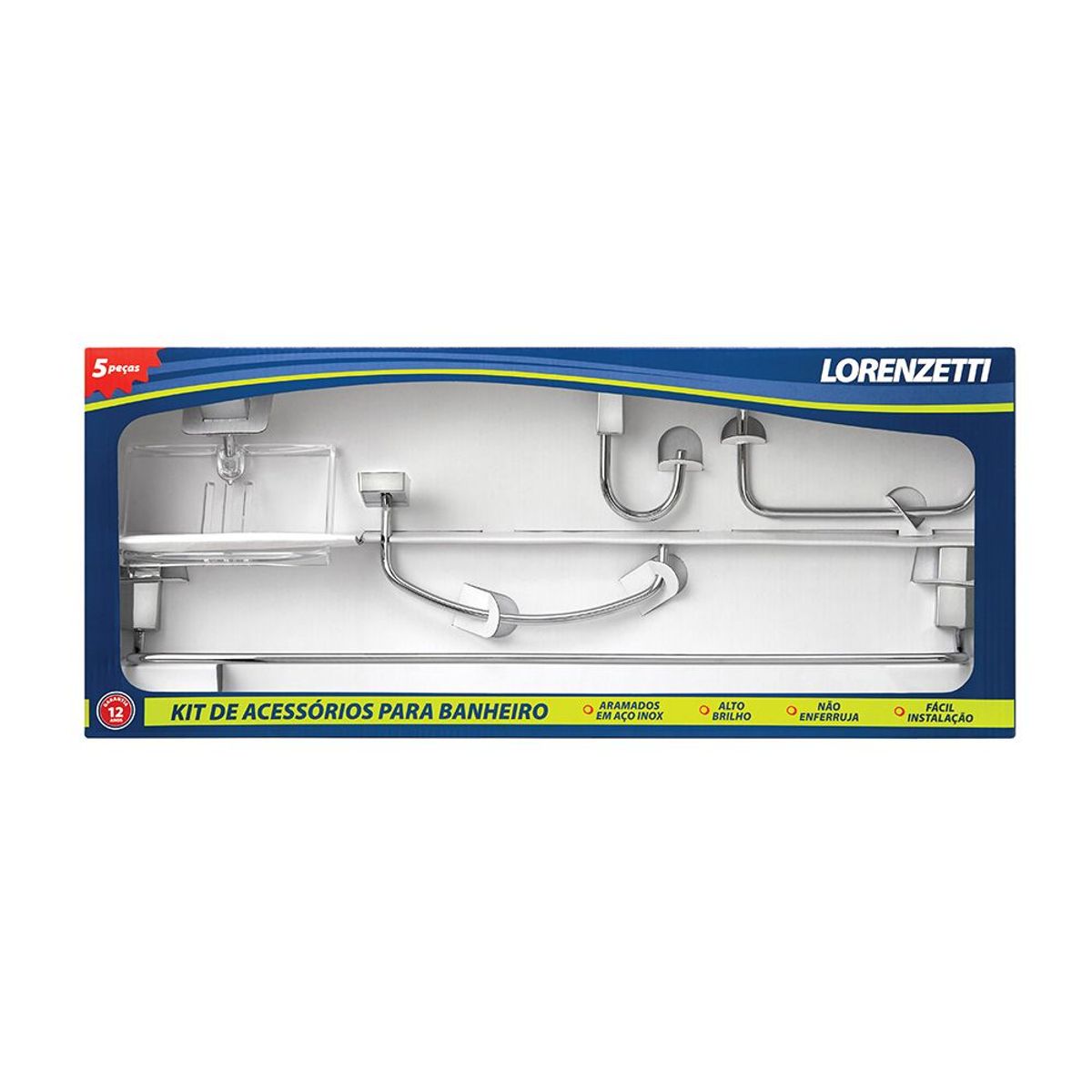 Kit de Acessórios para Banheiro Lorenway 2000 C30 Prata Lorenzetti, marca Lorenzetti - Foto Principal