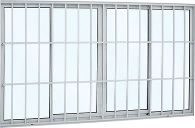 Janela de Correr Alumnio Branco 4 Folhas Com Grade Central 100x150x9,4cm Alumifort