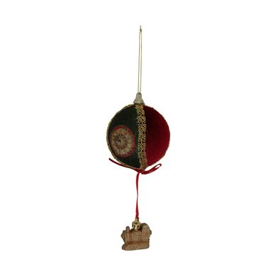 Bola Decorada Tecido Coleo Holy Night, Vermelho e Verde, 8cm