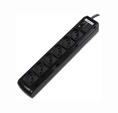 Filtro De Linha 3 Pinos 2P+T 10A 6 Tomadas Cabo Pp Com 1M