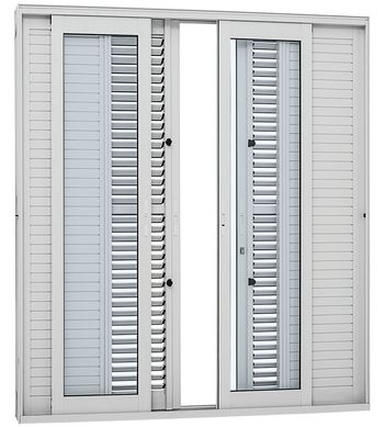 Porta Balco Multiflex Alumnio Branco 6 Folhas Central 216x200x17,5cm Aluminium