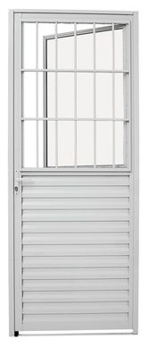 Porta Postigo Alumnio Branco Com Grade Esquerda 215x87x3,15cm Alumifit Sasazaki