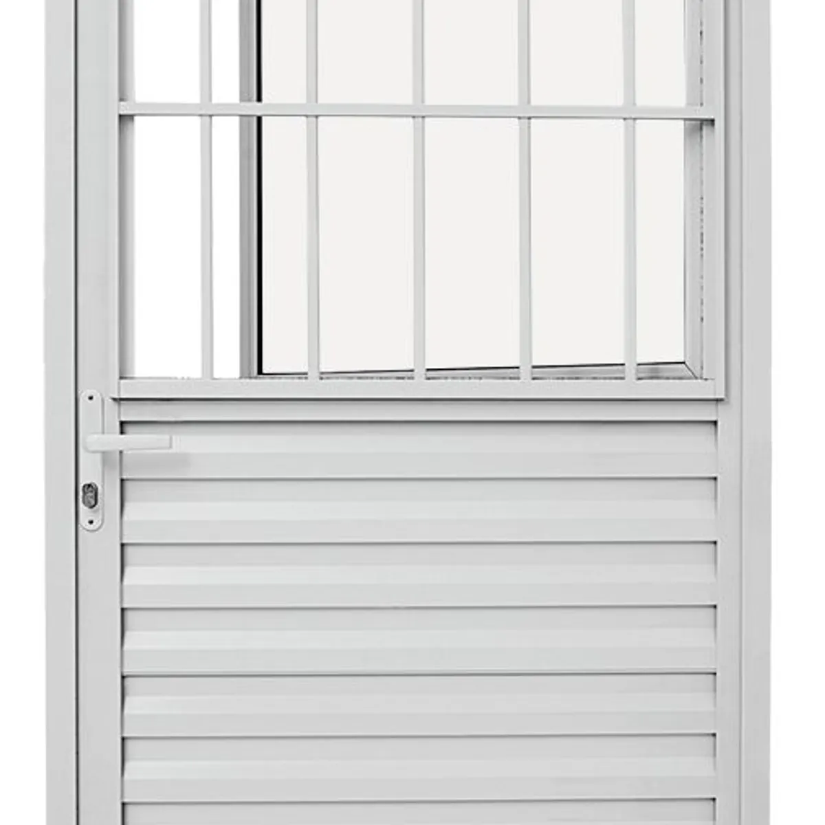 Porta Postigo Alumínio Branco  Com Grade Esquerda 215x87x3,15cm Alumifit Sasazaki, marca Sasazaki - Foto Principal