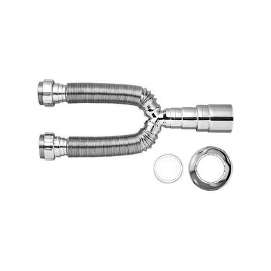 Sifo Tubo Extensvel Universal Duplo Cromado Com Suporte e Canopla