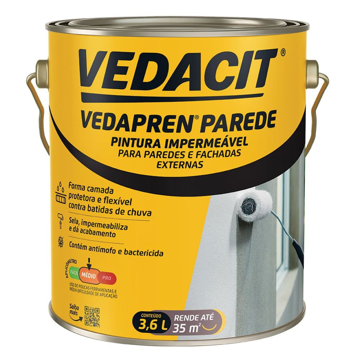 Pintura Impermeável Vedapren Parede Branco Galão 3,6 Litros Vedacit, marca Vedacit - Foto Principal