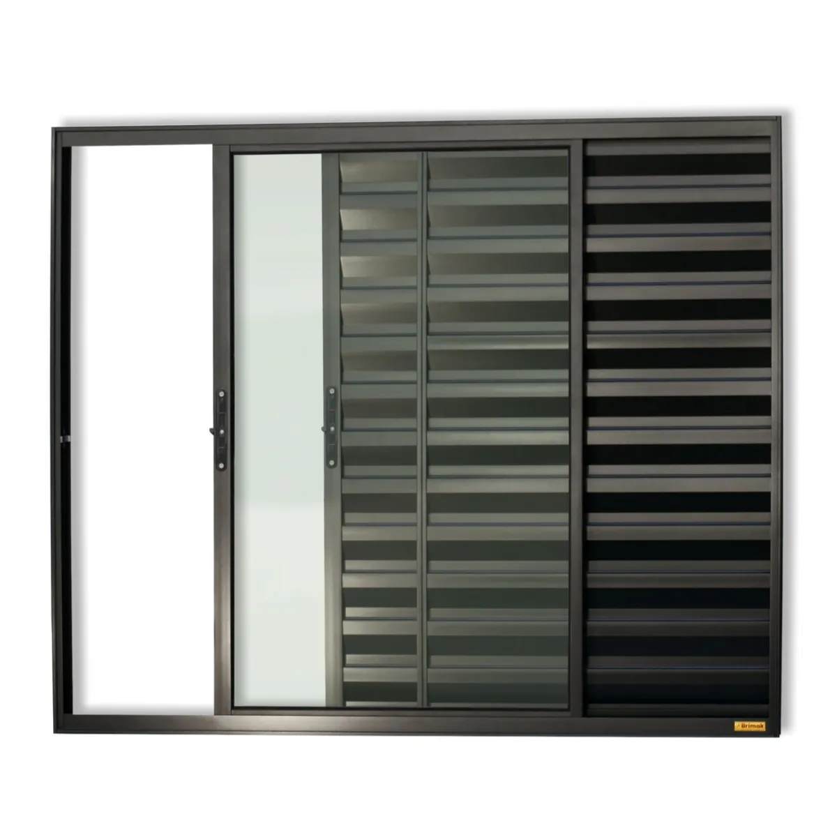 Janela Veneziana Alumínio Preto 3 Folhas Esquerda 100x120x8cm Confort, marca Brimak - Foto Principal