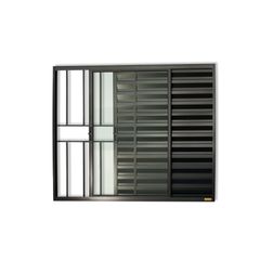 Janela Veneziana Alumínio Preto 3 Folhas Com Grade Esquerda 100x120x8cm Confort