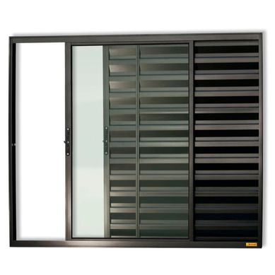 Janela Veneziana Alumnio Preto 3 Folhas Esquerda 100x150x8cm Confort
