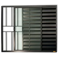 Janela Veneziana Alumínio Preto 3 Folhas Com Grade Esquerda 100x150x8cm Confort