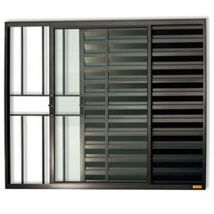 Janela Veneziana Alumínio Preto 3 Folhas Com Grade Esquerda 100x150x8cm Confort
