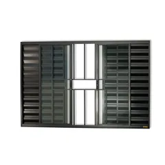 Janela Veneziana Alumínio Preto 6 Folhas Com Grade Central 100x120x8cm Confort