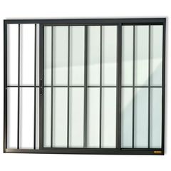 Janela de Correr Alumínio Preto 2 Folhas Com Grade Esquerda 100x120x8cm Confort