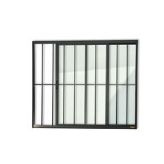 Janela de Correr Alumínio Preto 2 Folhas Com Grade Esquerda 100x150x8cm Confort