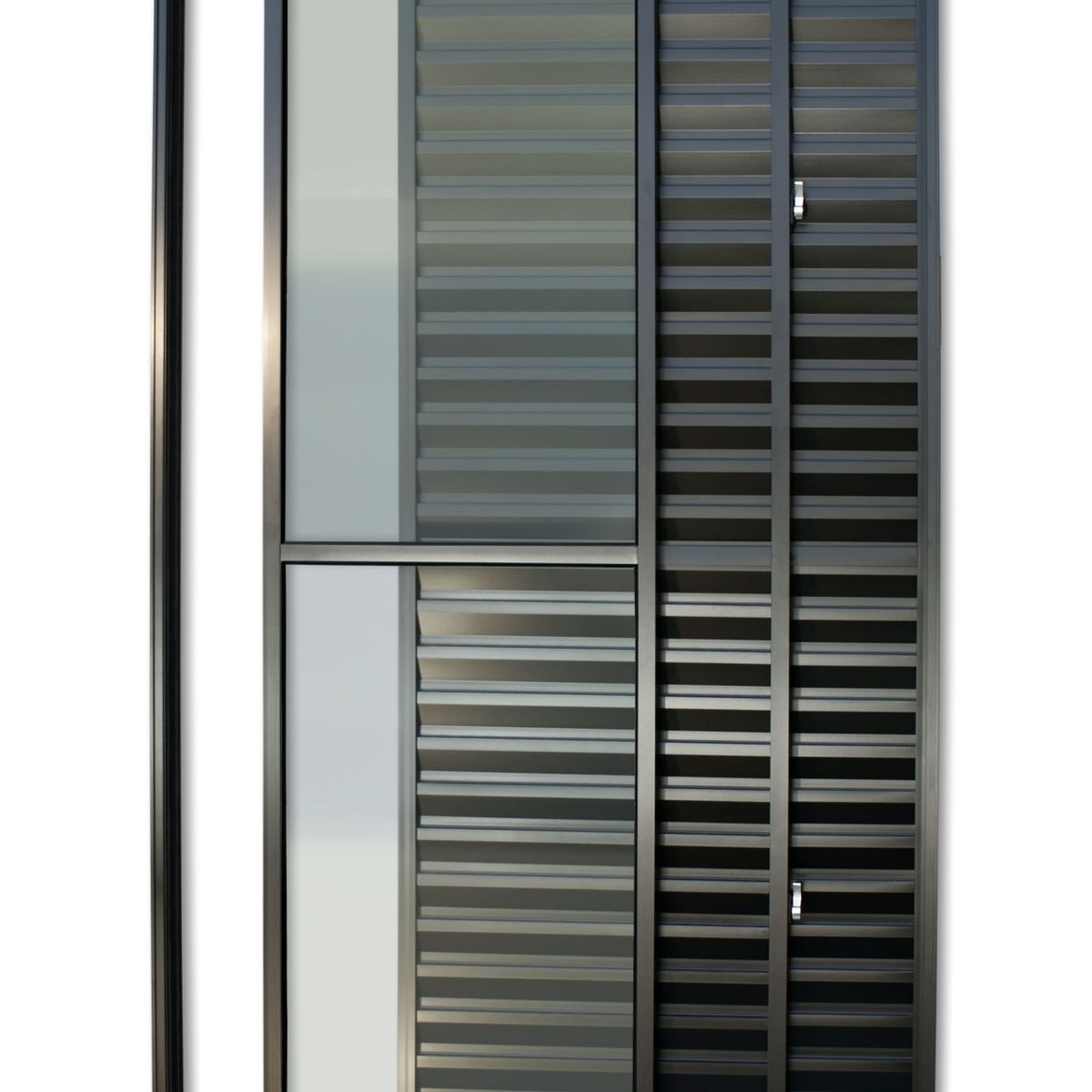 Porta Balcão Veneziana de Correr Sem Fechadura Alumínio Preto 3 Folhas Esquerda 210x150x11,5cm Super 25, marca Brimak - Foto Principal