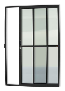 Porta de Correr Alumnio Preto 2 Folhas Esquerda 210x150x7,8cm Super 25