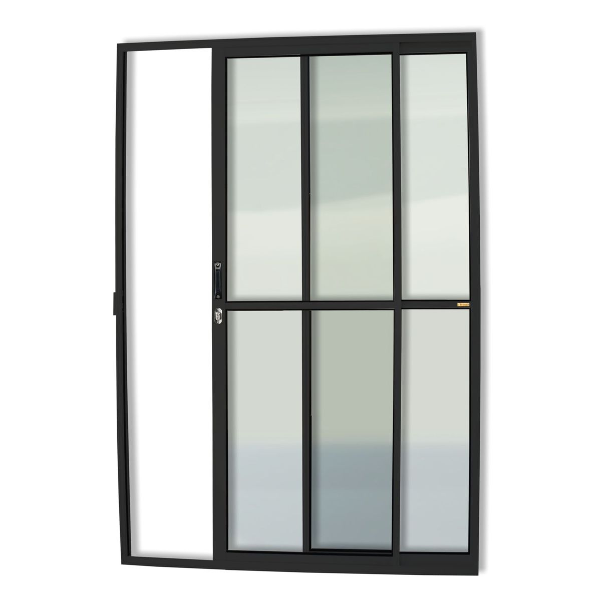 Porta de Correr Alumínio Preto 2 Folhas Esquerda 210x150x7,8cm Super 25, marca Brimak - Foto Principal