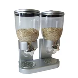 Dispenser de Cereal Duplo Plastico Prata Just Home Collection