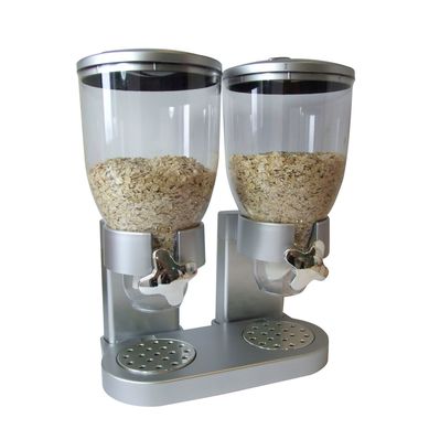 Dispenser de Cereal Duplo Plastico Prata Just Home Collection