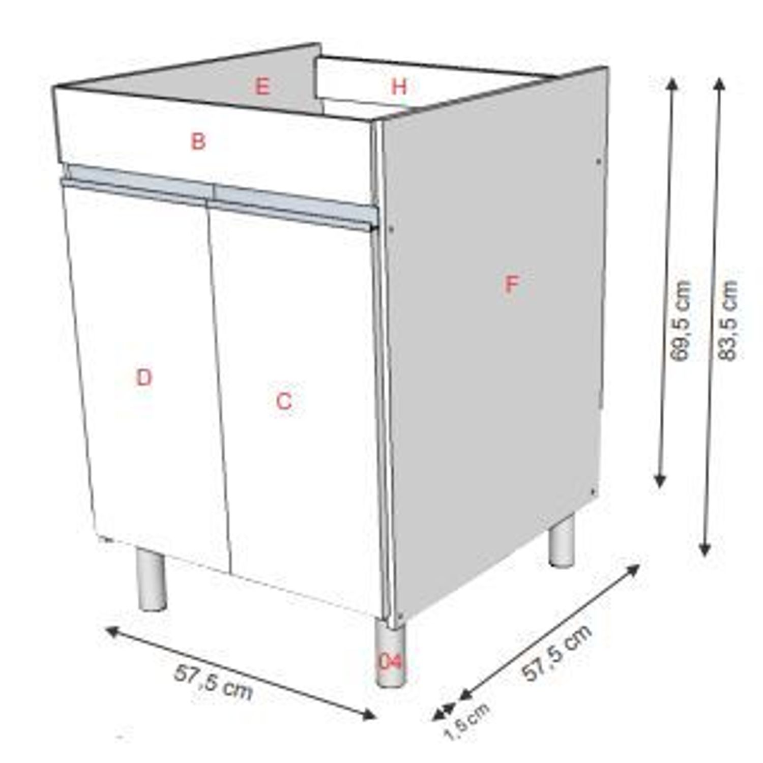 Armário para Lavanderia Amélia 2 Portas Branco 61,5x61cm A. J.