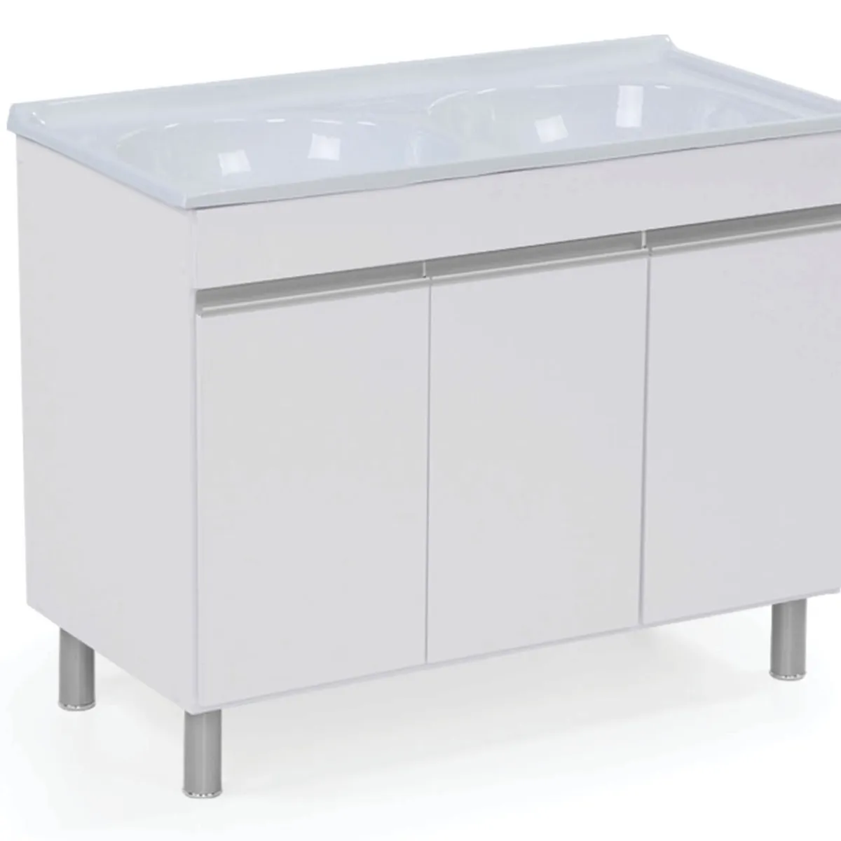 Armário para Lavanderia com Tanque Amélia Branco 110x55cm A. J. Rorato, marca A. J. Rorato - Foto Principal