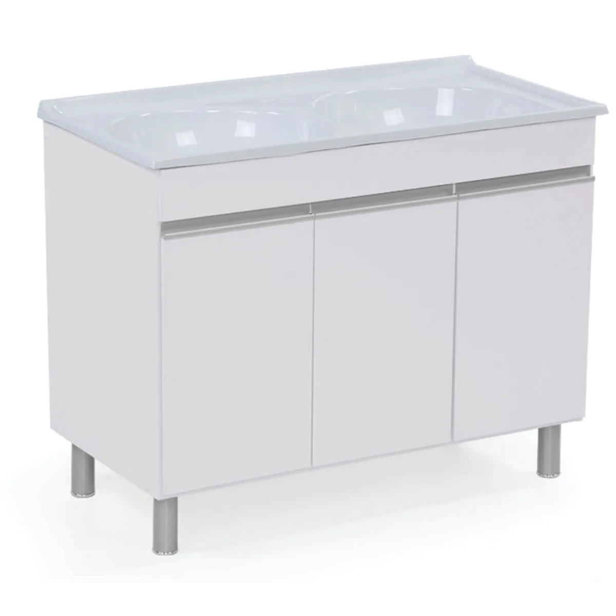 Armário para Lavanderia com Tanque Amélia Branco 110x55cm A. J. Rorato, marca A. J. Rorato - Foto Principal