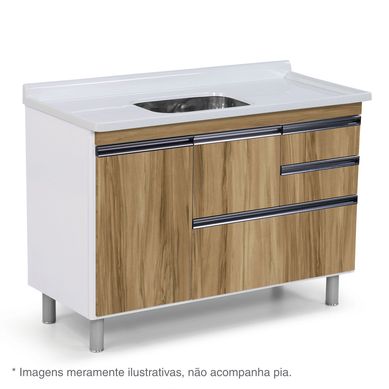 Gabinete Coliseu Madeirado 2 Gavetas e Gaveto 69,5x49,5x118,7cm Nogal Sevilha Marrom