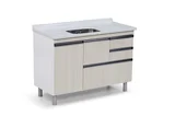 Gabinete Coliseu Palissandro 2 Gavetas e Gavetão em MDF 120cm Bege