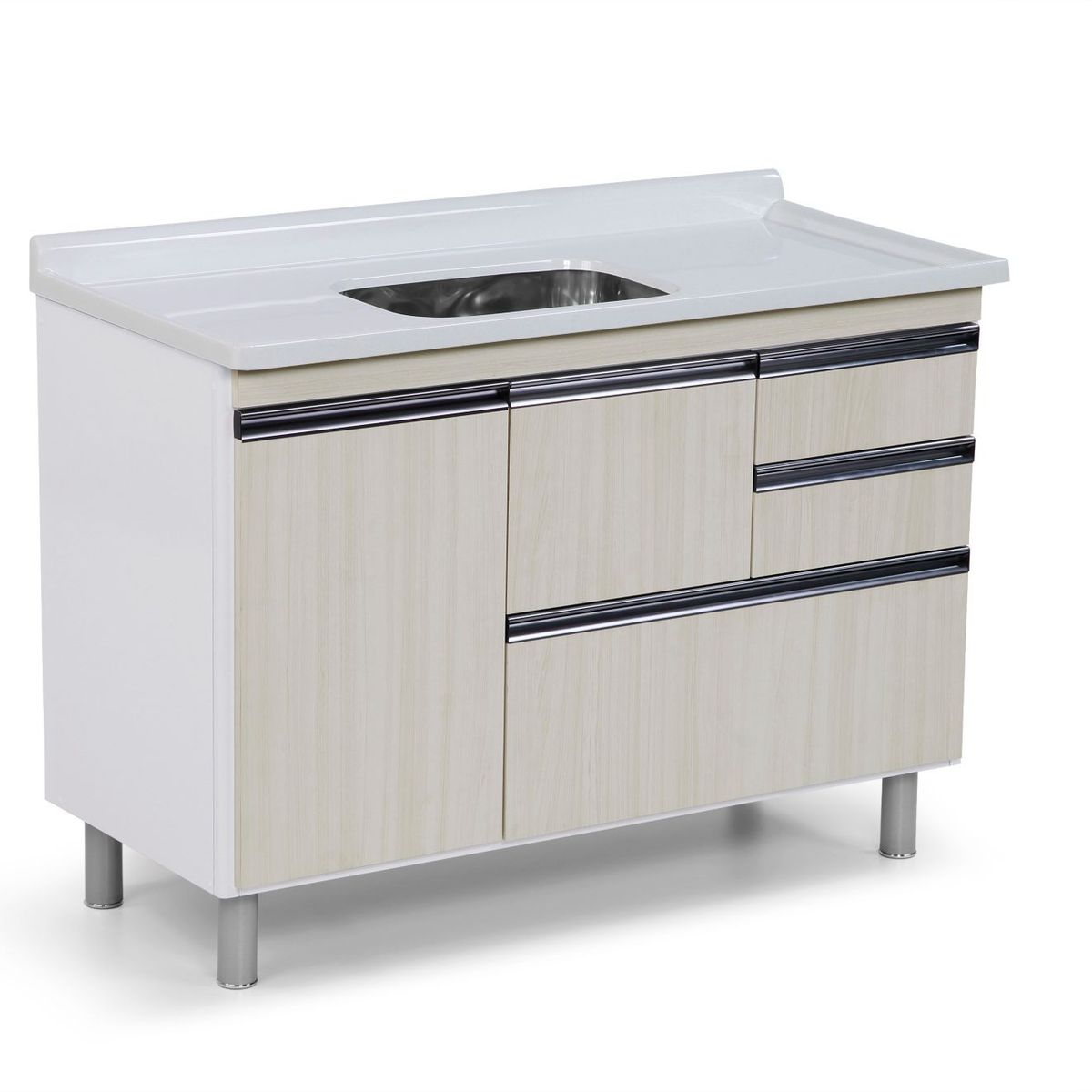 Gabinete Coliseu Palissandro 2 Gavetas e Gavetão em MDF 120cm Bege, marca A. J. Rorato - Foto 2