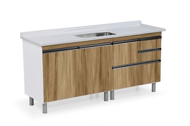 Gabinete Coliseu Nogau 2 Gavetas e Gaveto em MDF 1,75cm Marrom A. J. Rorato