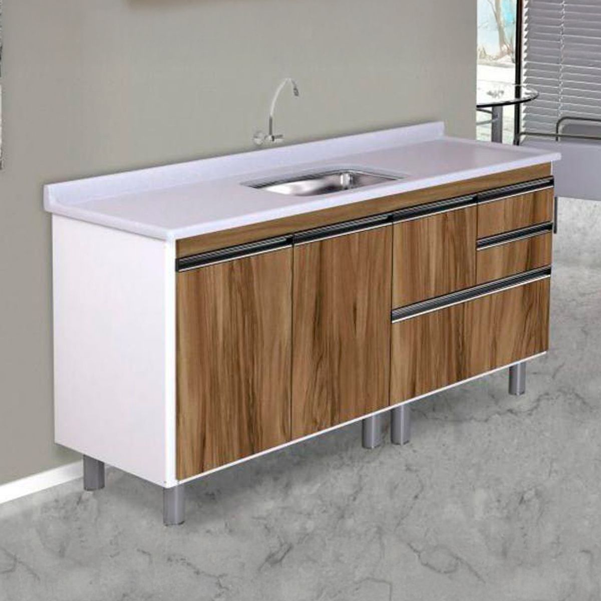 Gabinete para Cozinha Coliseu 174cm Nogal Rorato, marca A. J. Rorato - Foto Principal