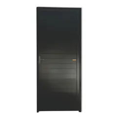 Porta Lambri Fechadura Alumínio Preto Esquerda 210x90x4,6cm Super 25